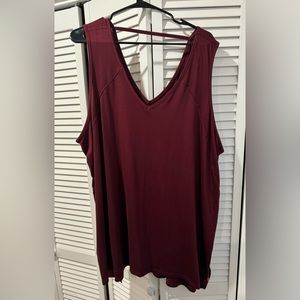 Livi for lane Bryant active tank top v-neck/v-back. Maroon size 26/28.